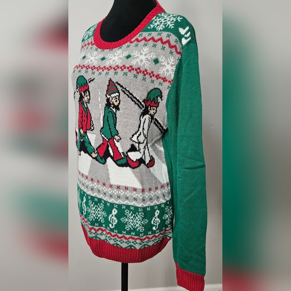 Ugly Christmas Sweater- Beatles Abbey Road Sweater- Size S (LIGHTS UP!) - Picture 4 of 6